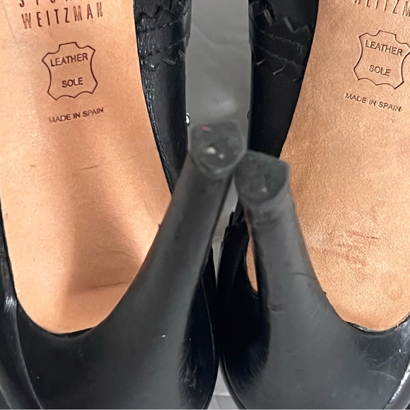 Stuart Weitzman Cagey Black Leather Rocker Ankle Bootie Size 9.5 Good Condition - Picture 8 of 16